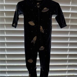 Navy Space Rocket buttoned Kids Pajama Sleeper